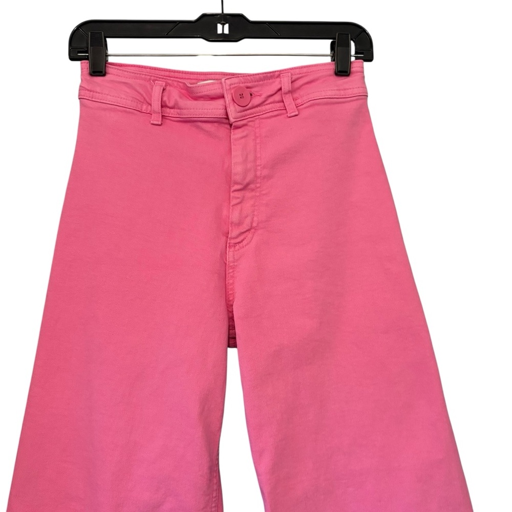 Zara Hot Pink Marine Straight High Rise Wide Leg Jeans 
Raw Hem, Sz 4 - Picture 8 of 15